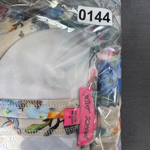 Betsey Johnson Dress Womens 8 Colorful Floral Scuba Career Midi Wedding A-Line - Picture 12 of 12